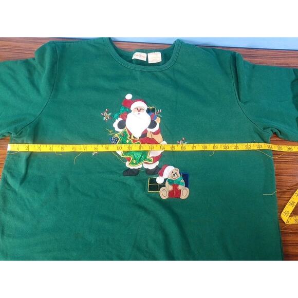 Boobie Brooks Green Embroidered Santa With Gifts Christmas Shirt Size X-Large - Picture 7 of 10